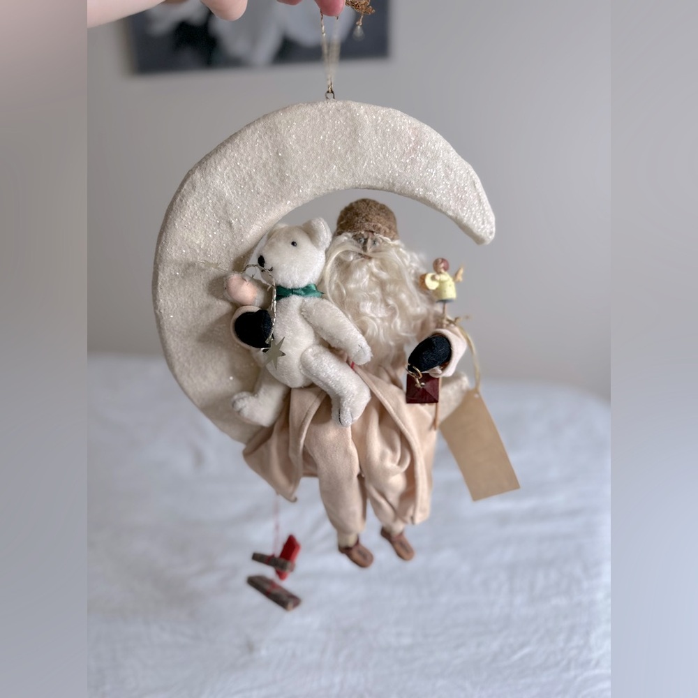 Vintage House Of Hatten 1989 SANTA ON CRESCENT MOON Decoration Hanging Celestial
